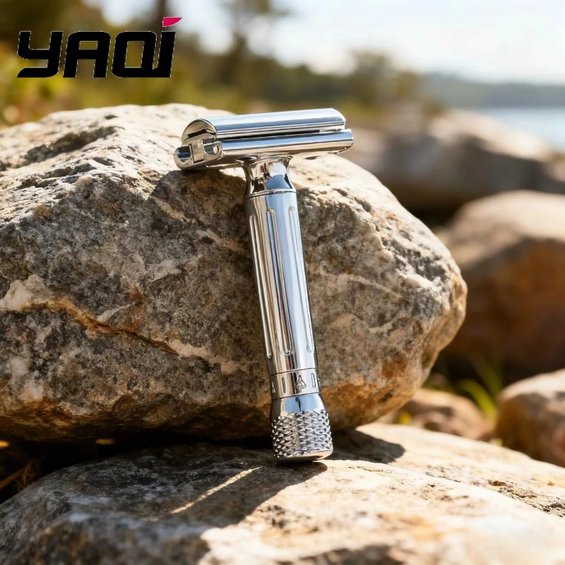 YAQI Avanti Regulowany maszynka do golenia ze stali nierdzewnej, z regulacją szczeliny ostrza (od 0,55 mm do 1,35 mm), profesjonalne narzędzie do pielęgnacji brody w podróży.