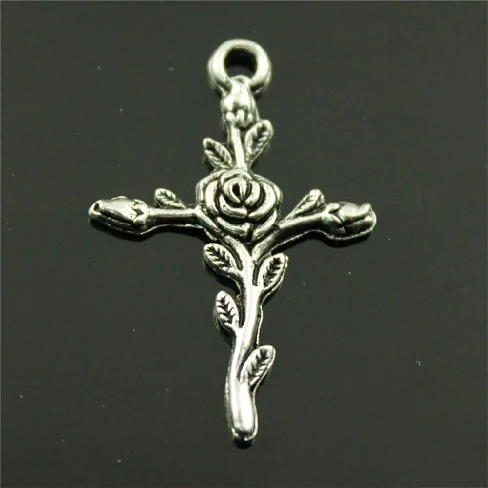 10pcs Cross Flower Pendant Charms Flower Cross Charms For Jewelry Making Jewelry Accessories Flower Charms Cross Shaped 35x23mm