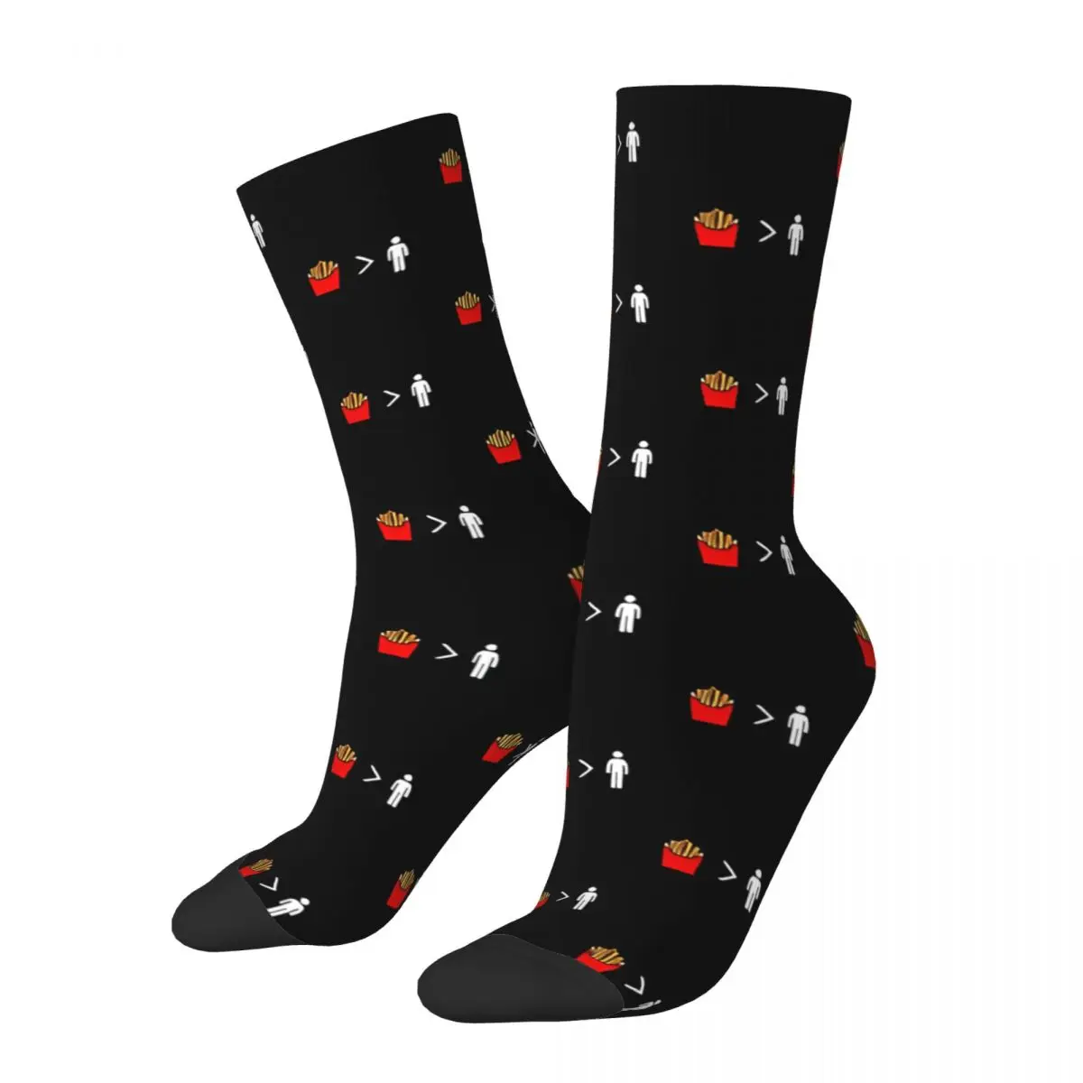 Funny Crazy Sock for Men Fries Are Better Than People Vintage Funny Food Quality Pattern Printed Crew Sock Novelty Gift