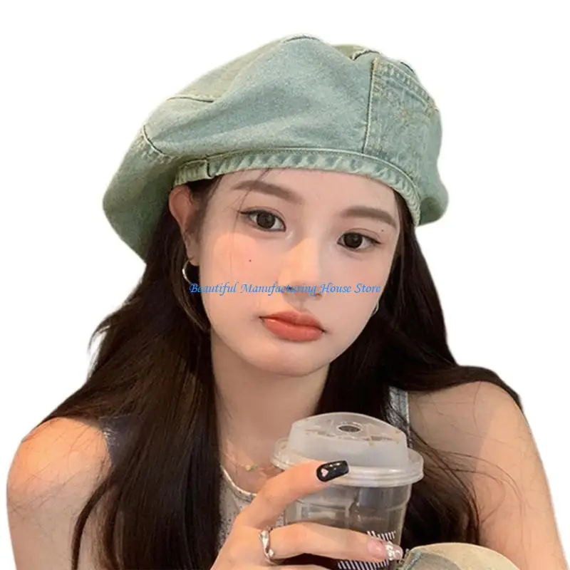 

E56A Y2K Берет для девочек, крутая шапочка, осенне-весенняя ветрозащитная шапка, дышащий головной убор