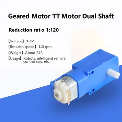 DC 3V-6v 130 RPM Smart Car Micro Reduction Brush Gear Motor Dual Axis Motor Dual Shaft 1:120 Reduction Ratio DIY Toy Car Boat