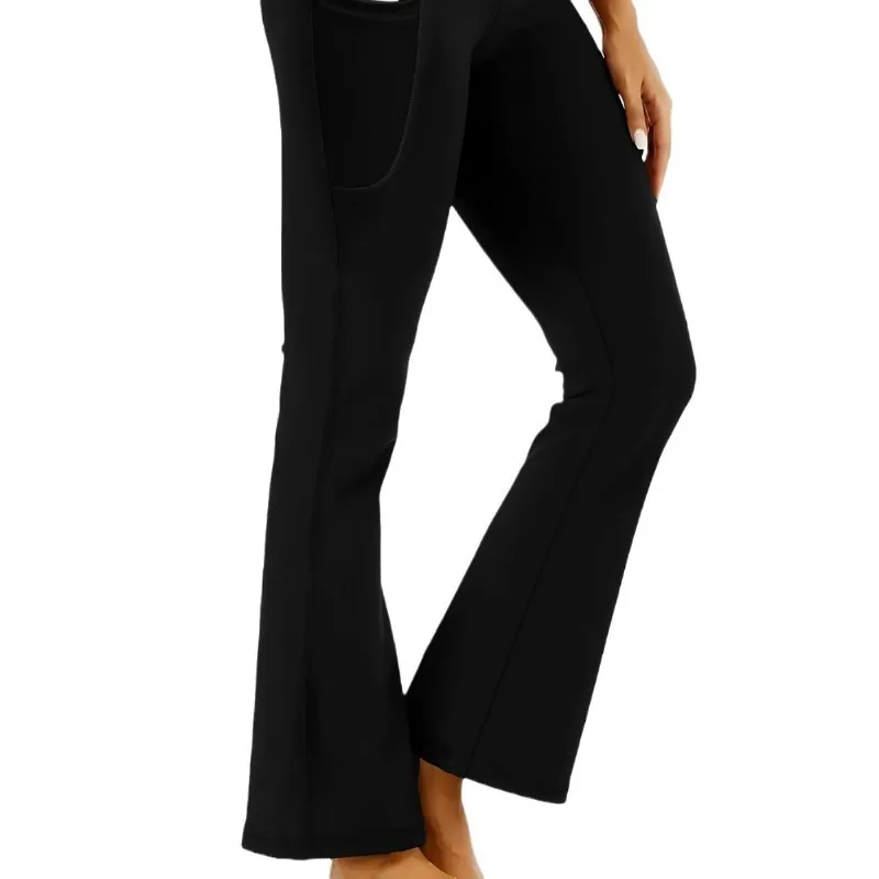 Autumn and Winter fleece-lined Thickened Horn Yoga Pants Women's Slimming High Waist Hip Shark Pants Sports Fitness Pants image 3