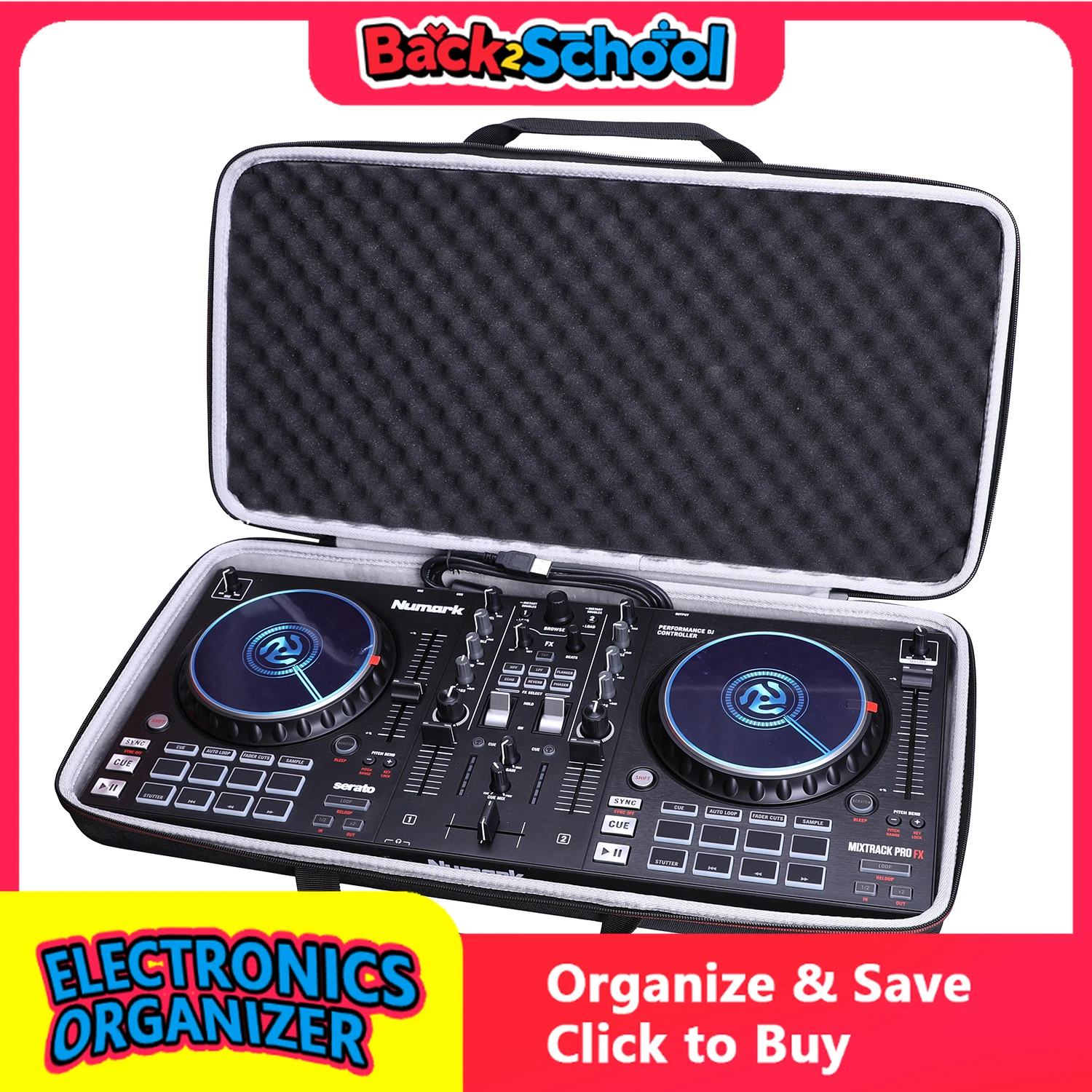 Custodia rigida in EVA adatta per borsa portaoggetti per controller DJ Numark Mixtrack Platinum FX e pro FX (solo custodia)
