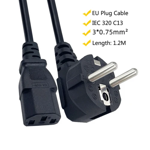PC 모니터 익스텐션 유럽 IEC C13 전원 케이블 코드, HP 프린터 프로젝터 lg tv 1.2M 프랑스 벨기에 스페인 한국, EU 4.8mm