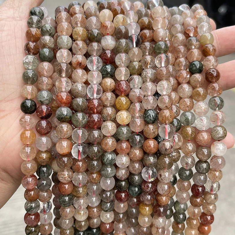 6 8 10 Natural Stone Red Green Quartz Crystal Beads Round Loose Spacer for Jewelry Making DIY Bracelet Necklace Accessory