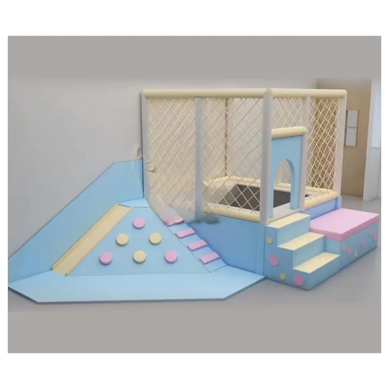 

Изготовленное на заказ мягкое домашнее игровое оборудование с карандашом для малышей, в комплекте с набором для скалолазания и батутом - для детского сада