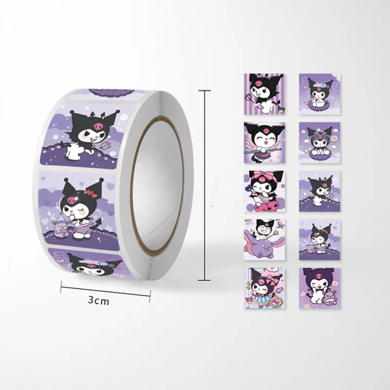 500 PCS/ม้วน Sanrio Kuromi สติกเกอร์การ์ตูนน่ารักอะนิเมะ Hello Kitty My Melody สติกเกอร์ไดอารี่เด็ก DIY โบนัสคริสต์มาสของขวัญ