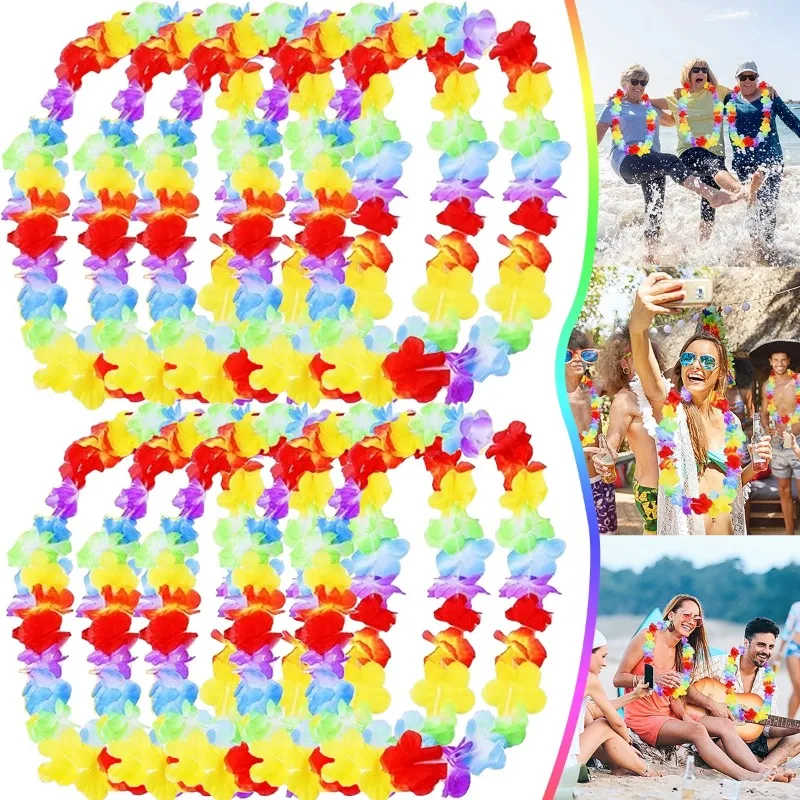 

10pcs Hawaiian Luau Party Decorations Tropical Flower Garlands Multi Colored Banner Summer Beach Birthday Party Home Decor