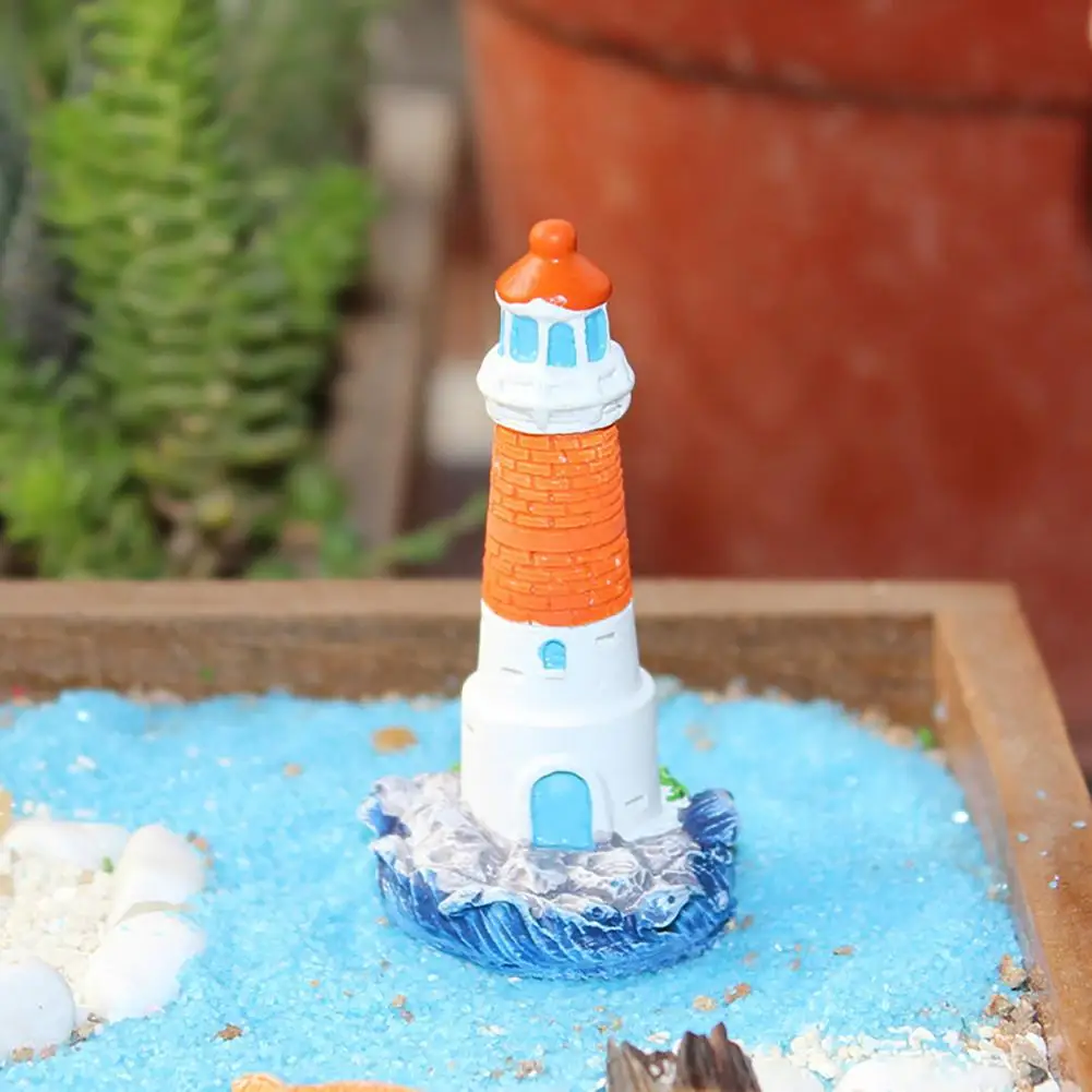 Cute Lighthouse Statue Delicate Lovely Vivid Micro Landscape Lighthouse Figurine  Garden Miniature Exquisite