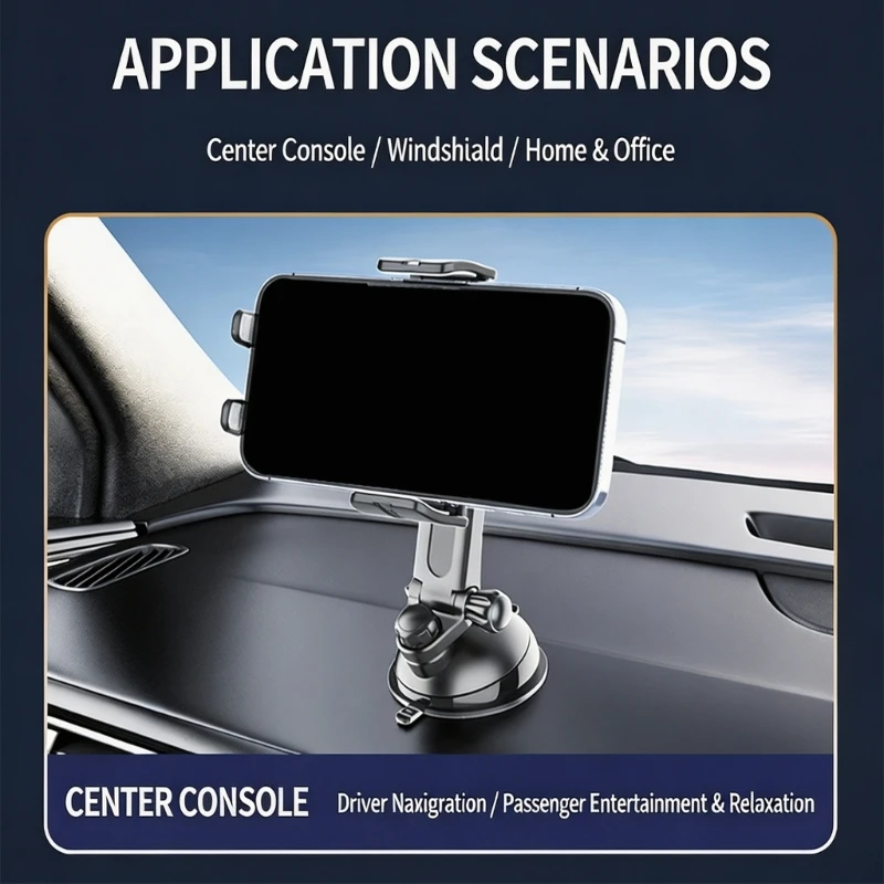  Rotating Suction Phone Stand For Automotive And Marine Use With Horizontal Vertical Viewing Option