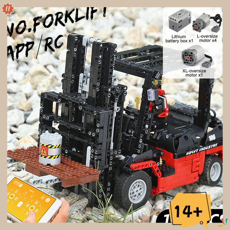 Mould King 13106 Giocattoli per auto tecniche Il carrello elevatore motorizzato MOC-3681 Building Block Assembly Truck Set di mattoni Regalo di Natale per bambini