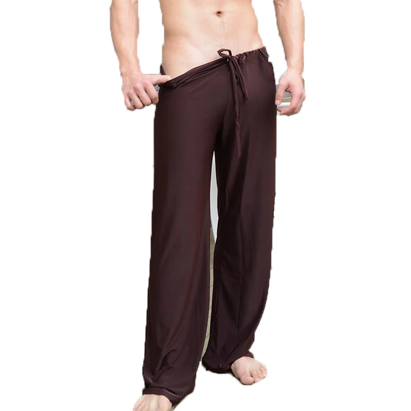 Pantalon de nuit en viscose pour hommes, bas de maison, sous-vêtements de pyjama masculins sexy, sous-vêtements de salon, sangle de lait, badFashion