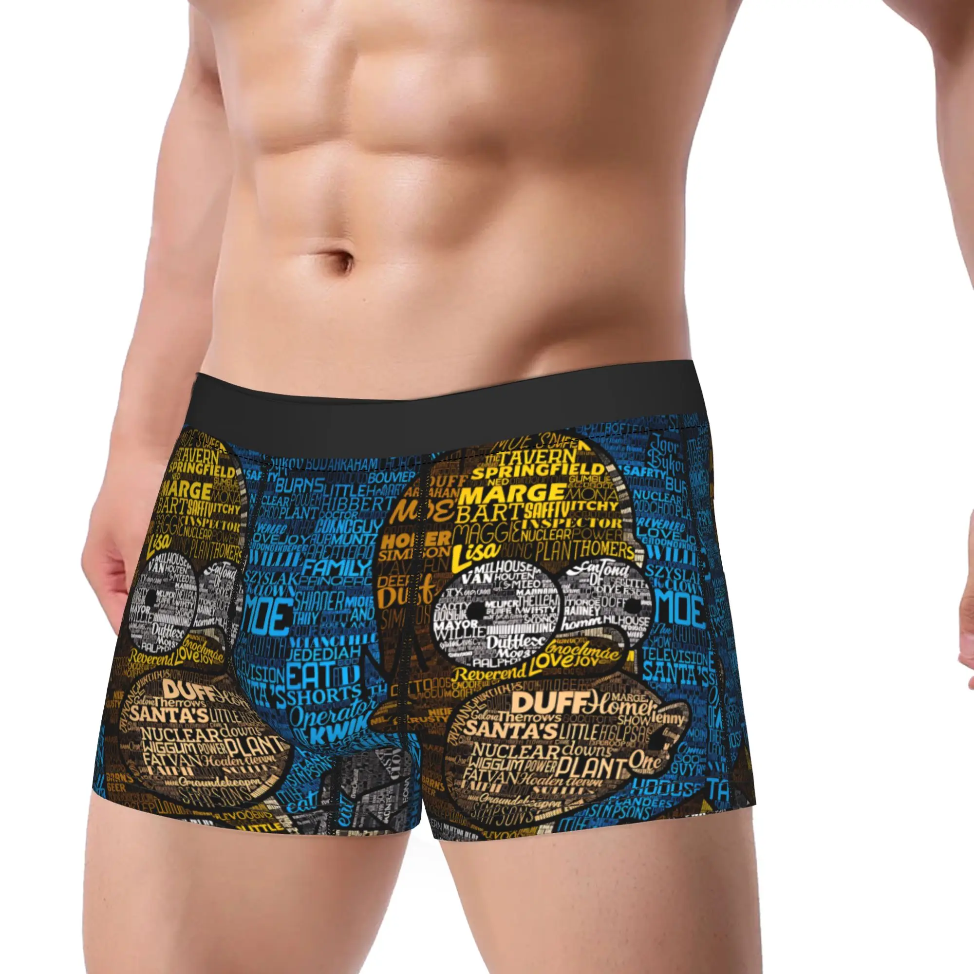 Funny S-Simpsons Typography Collage Art Shorts Briefs  Underwear Trenky Man Comfortable Boxer Shorts Custom Plus Size Panties