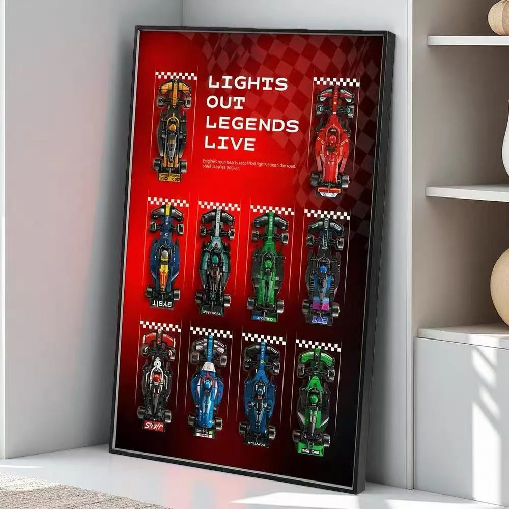 

LED Display Wallboard Compatible for LEGO Speed Racing Series F1 ten building block cars model Wall Display box Photo Frame