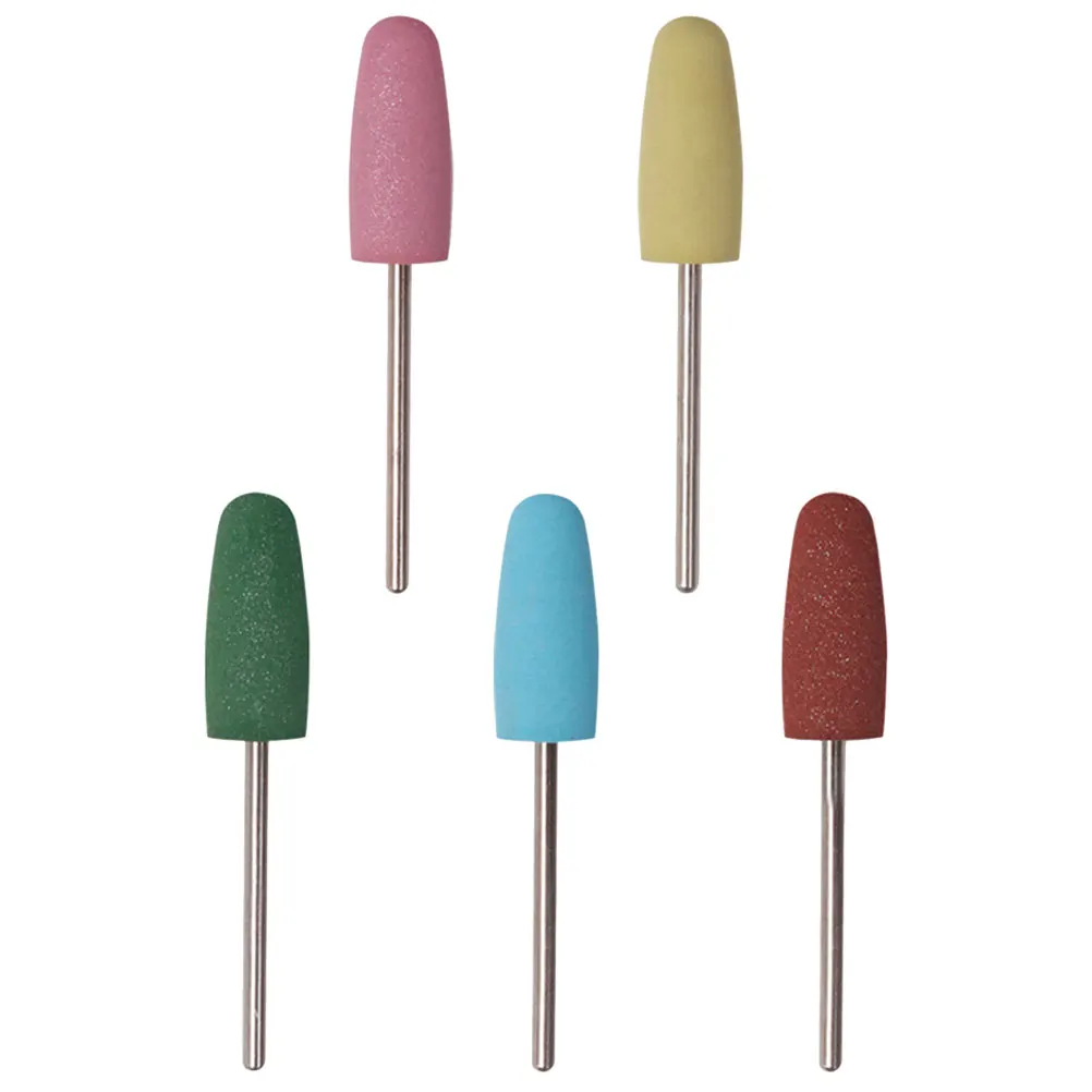 5개 고무 네일 그라인딩 헤드 매니큐어 드릴 비트 전문가용 폴리싱 비트 네일 아트 용품 교체용 매니큐어 용품