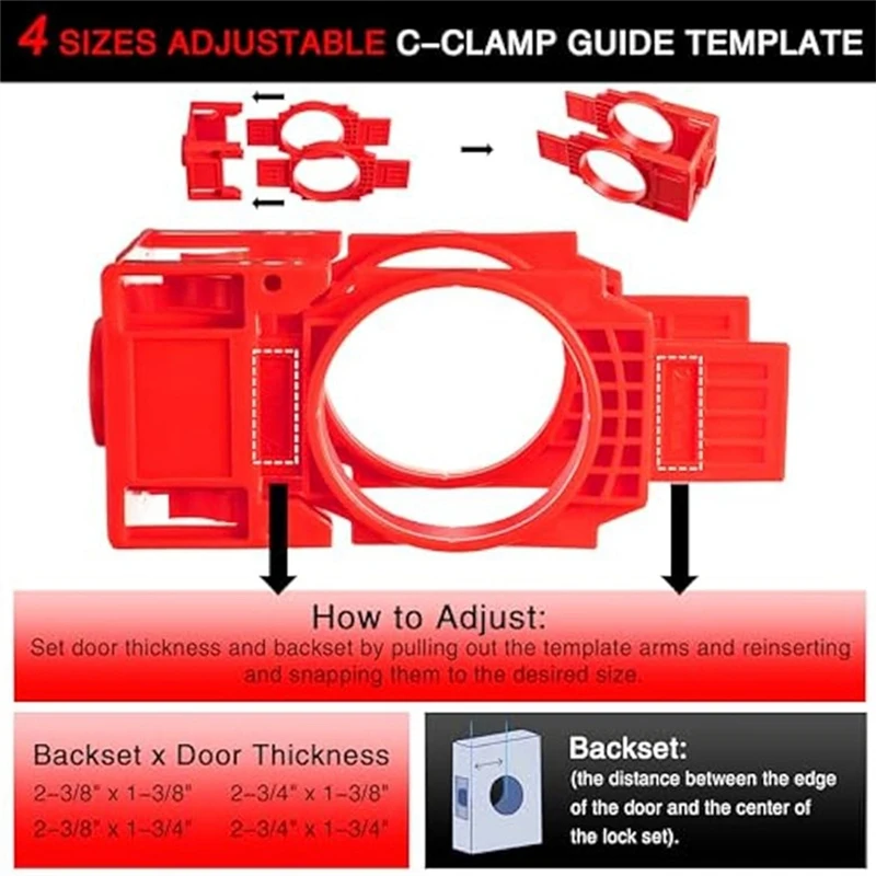 Kit de instalación de cerradura de puerta, sierra perforadora de cerradura de puerta, Kit de instalación de perilla de puerta con instalación de cerradura de puerta con sierra perforadora de 2-1/8 pulgadas