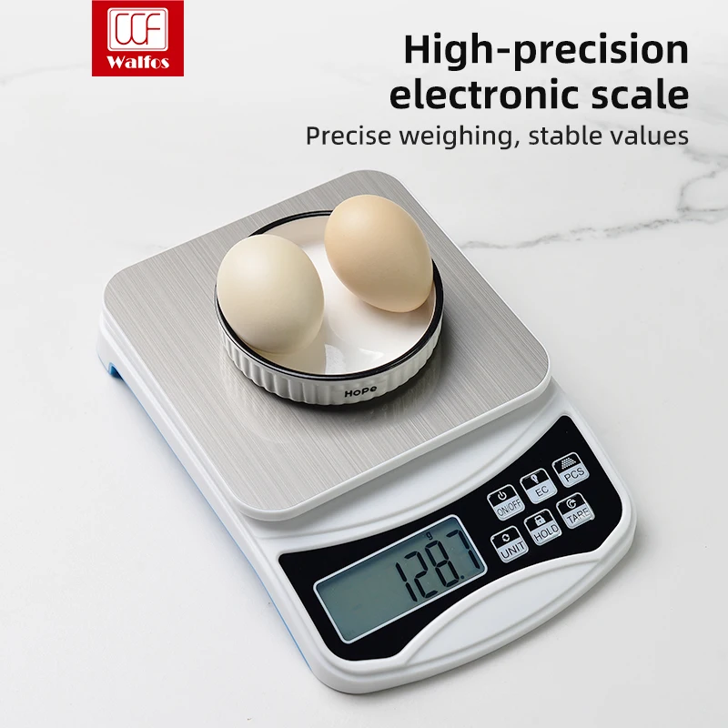 WALFOS  Electronic Kitchen Scale 5kg/0.1g LED Display Pastry Baking Scale Stainless Steel Panel Jewelry Tea Coffee Scale