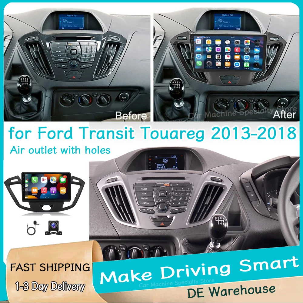 Image of 4+64G Android 15 Autoradio für Ford Transit Touareg 2013-2018 mit Carplay Android Auto 9-Zoll-Autoradio mit GPS WiFi Bluetooth FM/RDS SWC Mirror Link + AHD Rückfahrkamera