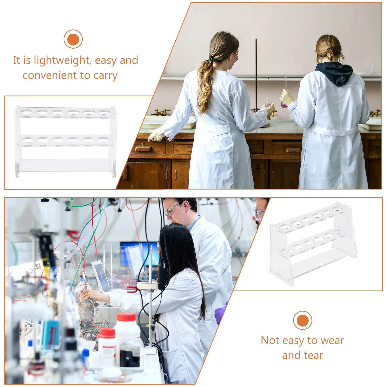 12-Hole Clear Acrylic Test Tube Rack Dual-Layer Stable Lab Organizer Centrifuge Tube Holder Storage Stand for Experiments view 4