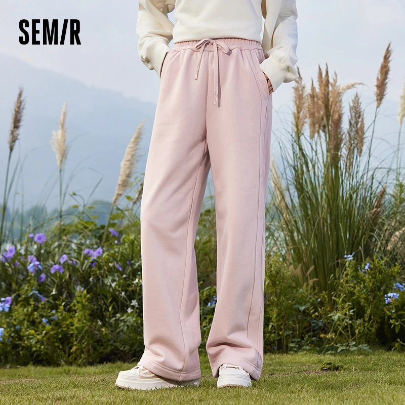 

Semir Casual Pants Women Antibacterial Thermal Storage Warmth 2023 Winter New Elastic Waist Plus Velvet Wide Leg Pants