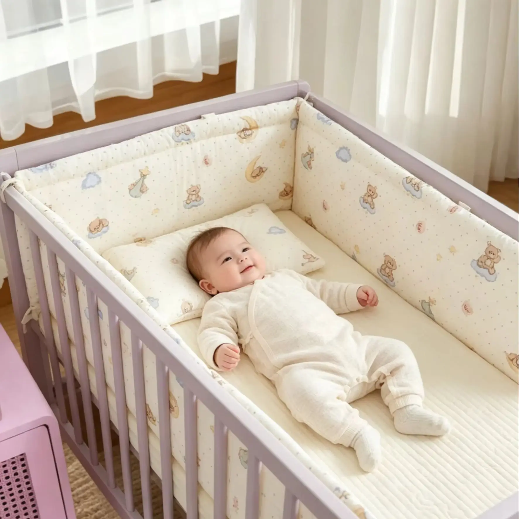 Baby Bumper Crib Bumper Protection Bed Pillow Cushion Solid Color Bed Fence Guardrail Baby Safety Products 2036 New