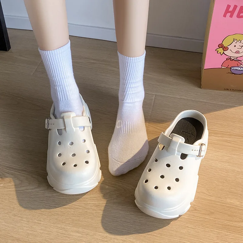 

Fanceey новые пляжные тапочки, летние женские сандалии 7 см, нескользящие роскошные женские сандалии на высокой толстой подошве, обувь для медсестер из ЭВА, сабо