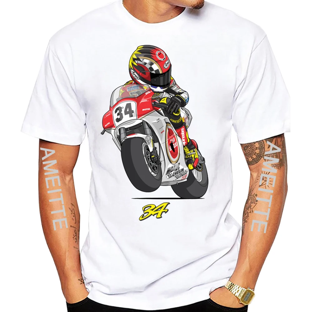 كيفن شوانتز 34 1993 GP تي شيرت جديد الصيف الرجال قصيرة الأكمام الصبي GS مغامرة الرياضة بلايز بيضاء عادية رجل دراجة نارية متسابق تيز #5