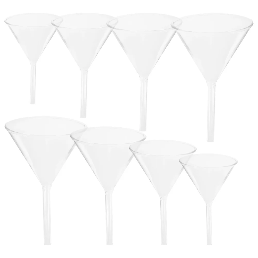 

8Pcs Laboratory Glass Funnel Set Clear Multiple Sizes Filter Funnels for Scientific Filling Laboratory Experiments