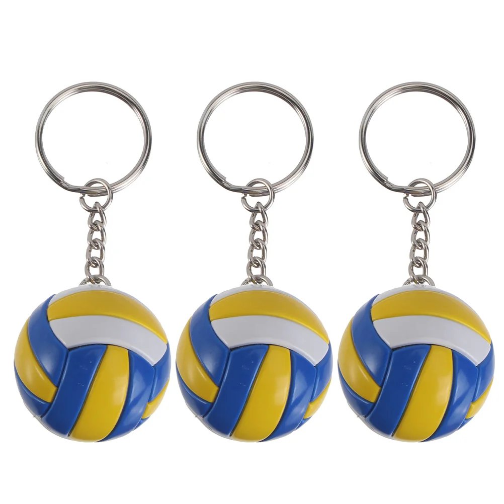 

3 Pcs Volleyball Keychain Medals Decor Simulator Team Socce Rugby Stereo Ring Gift Decorations Pendant Child