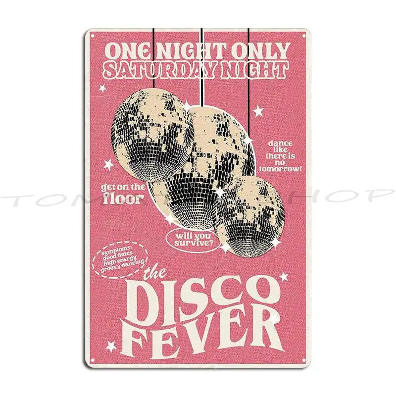 Pink Retro Disco Night Metal Plaque Poster Customize Custom Garage Party Character  Tin Sign Poster