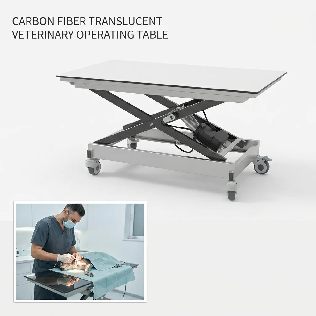 Heavy Duty Electric Lift Veterinary Transfer Car X-ray Imaging Carbon Fiber Tabletop Vet Equipment