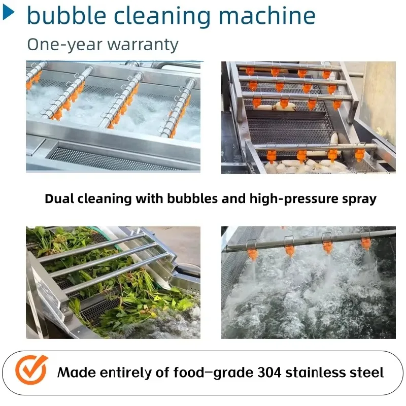 Automatic Industrial air Bubble Washing Machine for Fruit & Vegetable Cleaning for Food Processing Factory