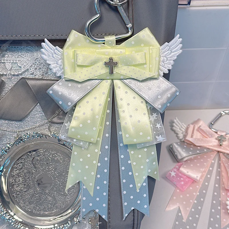 Anime Kawaii Korean Fan Bow Bag Charm Ins Style Ita Bag Bow Wings Decoration Keychain Holder Kit Sweet Korean Fashion Key Holder