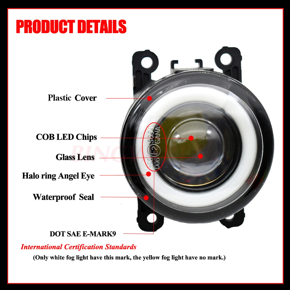 Angel Eye Fog Light Car LED Fog Lamp DRL 12V For Peugeot Partner Tepee 2012 2013 2014 2015 2016 2017 2018 2019 2020 2021 2022 view 6