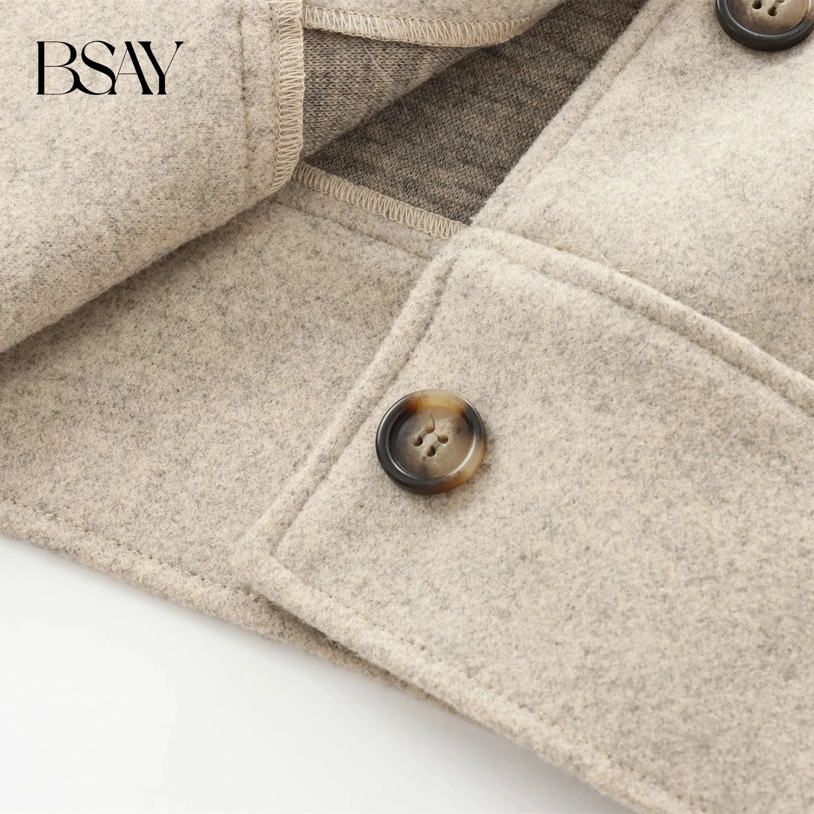 TRAF Women Fashion Autumn Winter Pocket New Loose Coat Jacket Long Sleeved Single Breasted Lapel Coats Chic Ladies Tops Mujer