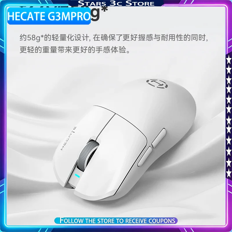 HECATE G3mpro Wireless Mouse Tri Mode 550mAh Long Battery Life Silent Gaming Dual Micro Switches Low Latency Gaming Mouse