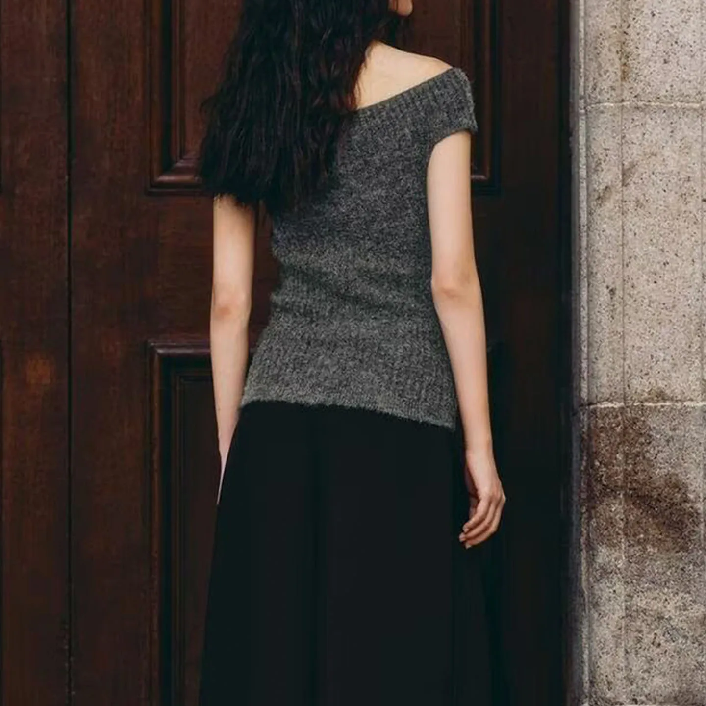 Z レディース ニット リブ編みトップス おしゃれ 個性的 多用途 2025年新作 スリムフィット クルーネック シンプル