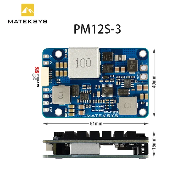 MATEK MATEKSYS PM12S-3 Power Module 3-12S LIPO 5V 9V VX BEC with HeatSink for RC Model Airplane Helicopter FPV Racing Drone