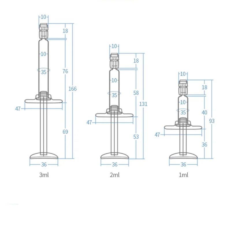 50pcs 1ml 2ml 3ml Empty Grey Cosmetic Syringe Airless Bottle Aircraft Wing Injection Cosmetic Essential Oil Water Storage Needle