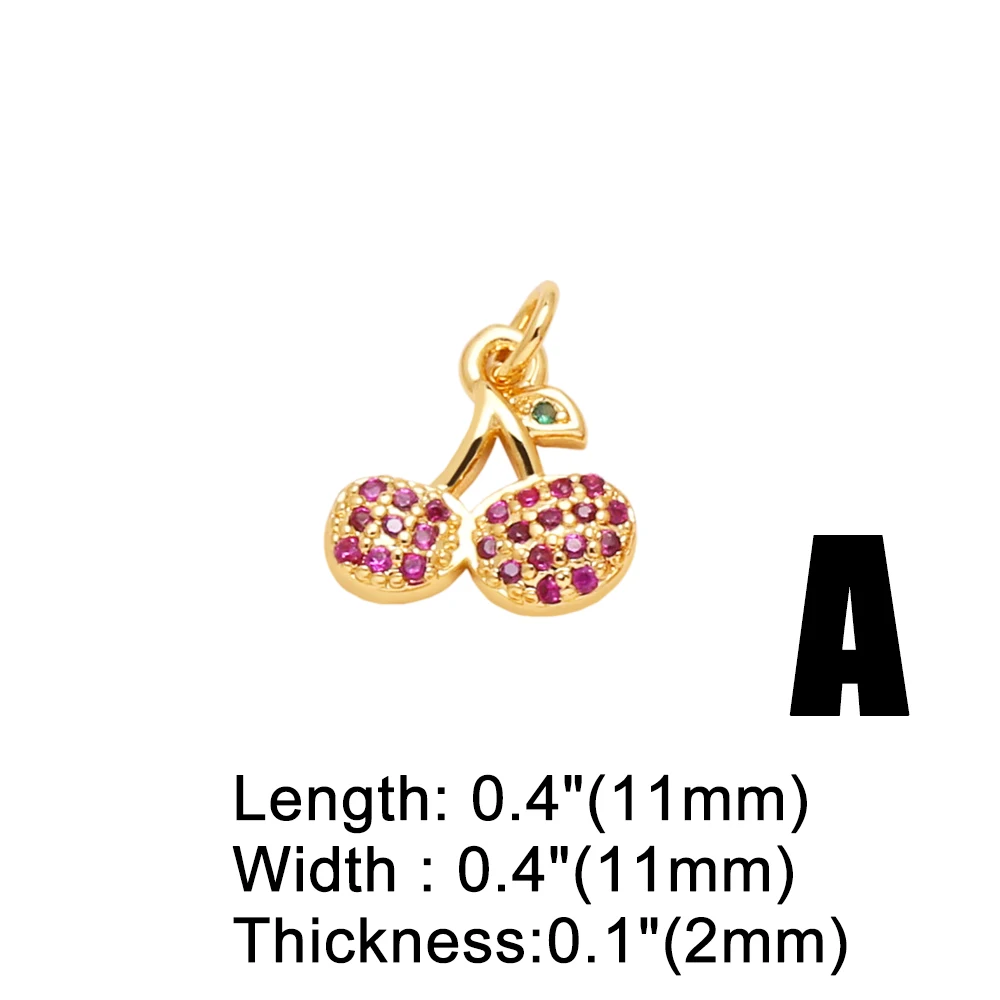 OCESRIO Fuchsia Crystal Cherry Fruit Charms for Bracelet Copper Gold Plated Watermelon Carrot Jewelry Making Accessories chma332