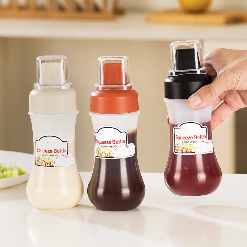 5 Holes Squeeze Bottles with Scale Salad Dressing, Ketchup Extrusion Sauce Bottle Mayonnaise Squeeze Bottle Honey Dispenser