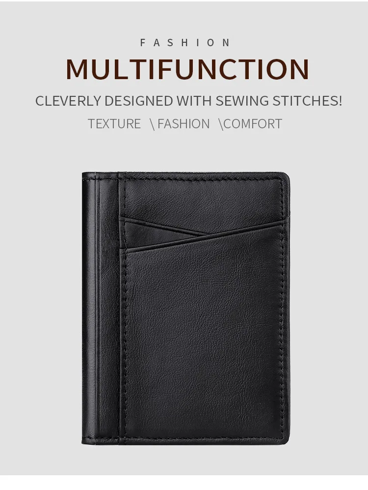 YUECIMIE Männer Minimalistischen Schlank Karte Halter Echtes Leder Karte Brieftasche Schlanke Linie Dünne Mini Kleine Rfid Passport Id Karte Halter Männlich – Detail 7