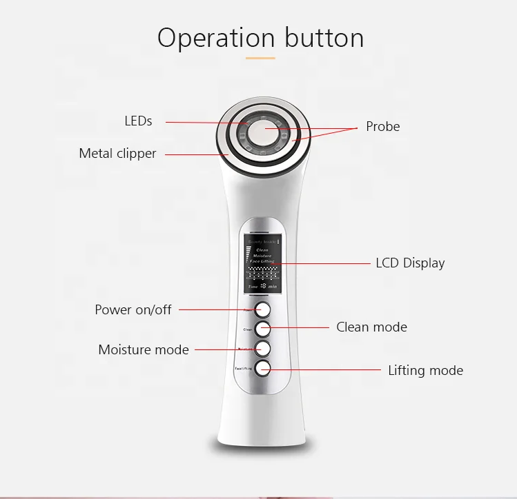 EMS 진동 LED 조명 얼굴 성형, 주름 방지 마사지기, RF 광자 얼굴 퍼밍 리프팅 장치