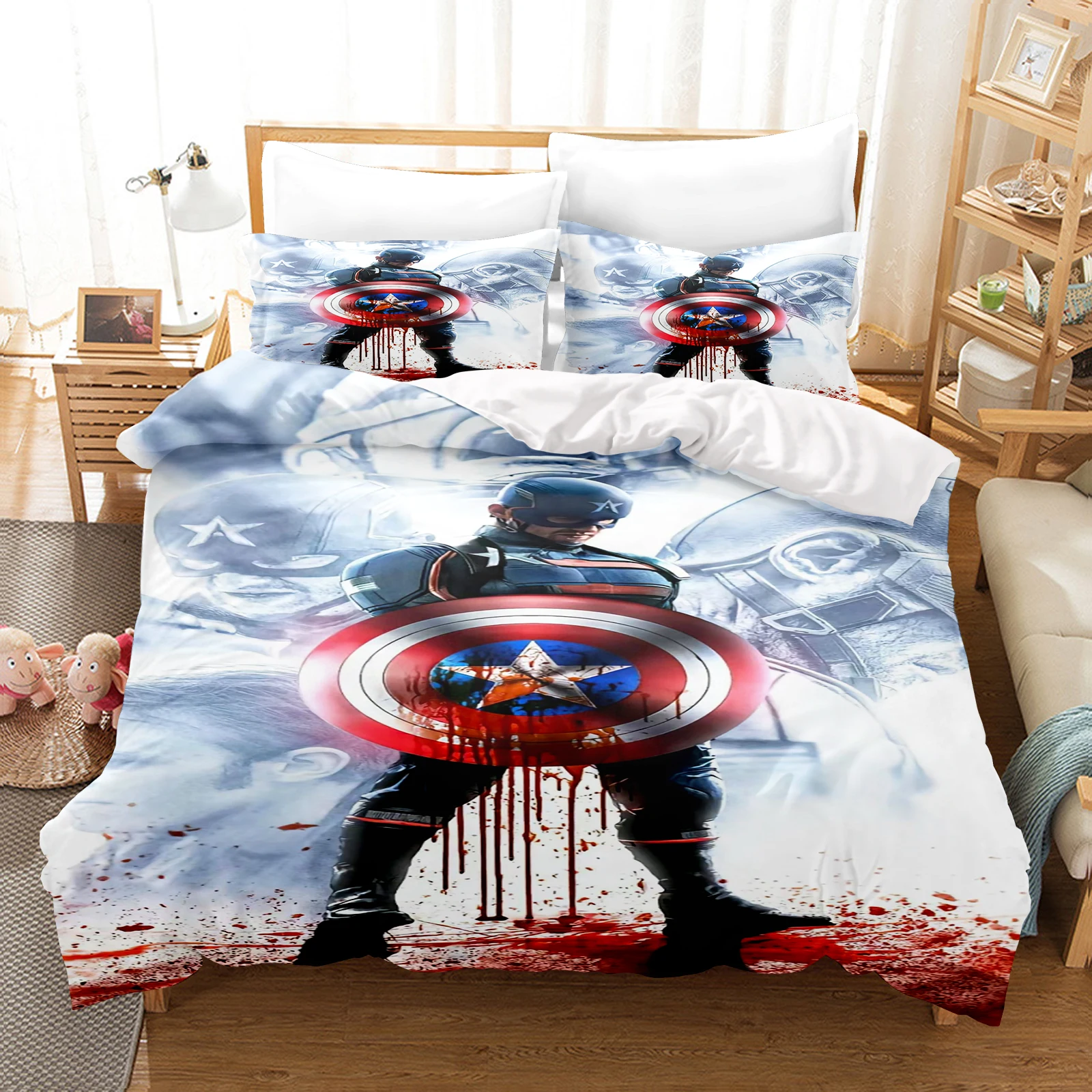 The Avengers 3D Children'S Bedding Set Printed Children'S Duvet Cover 3-Piece 1 Quilt Home