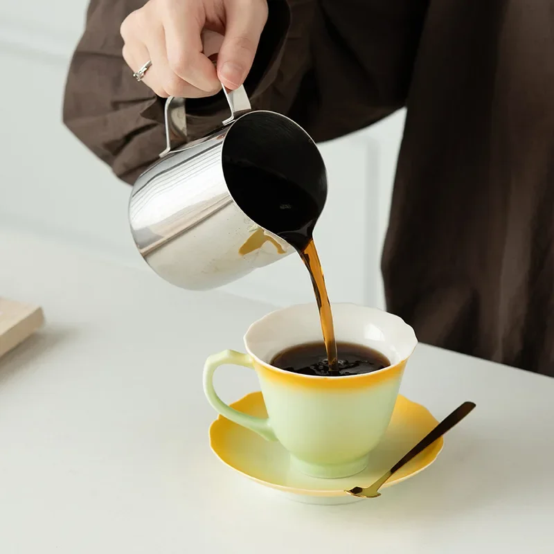 160ML Gradual Change Flower God Coffee Cup Coaster Gift Box Set, Ceramic Mug Home Office Drinking Cup Couple Pair Cup Mugs Gifts