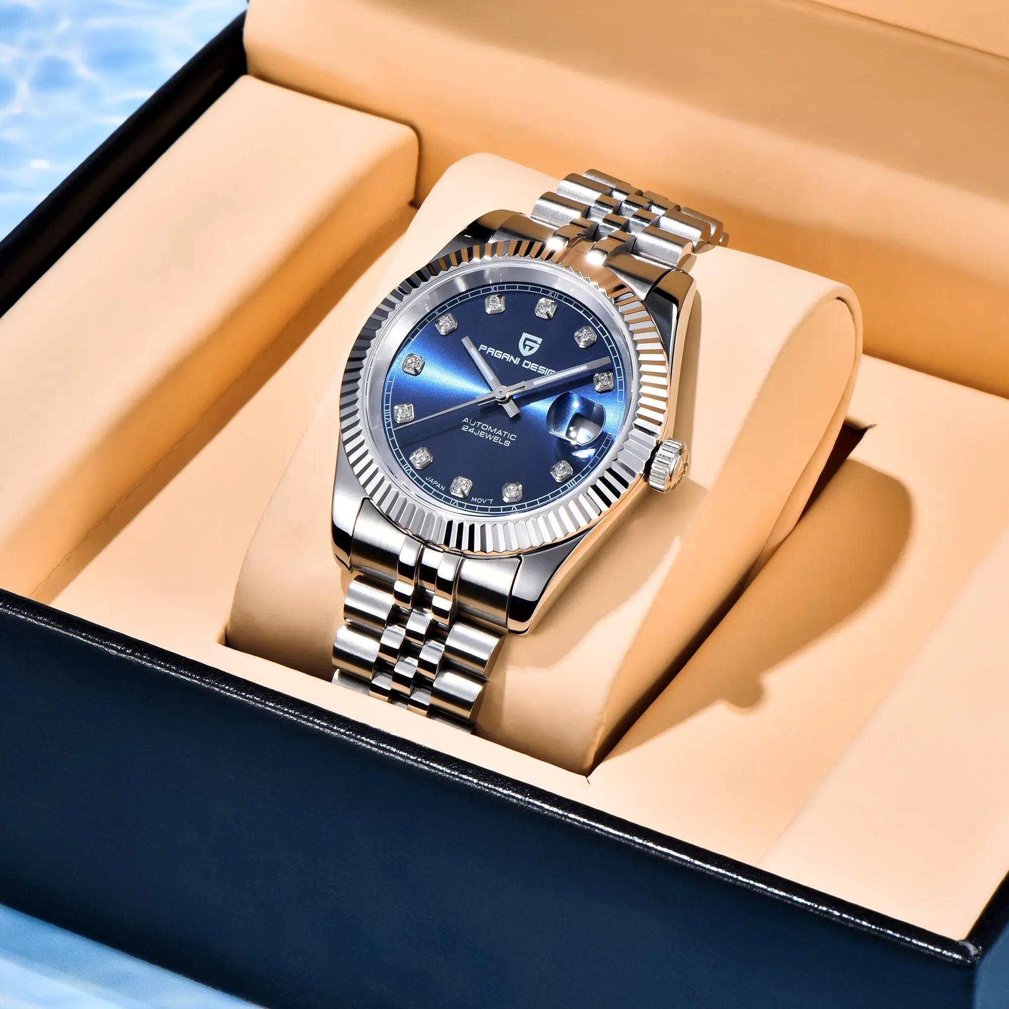 PAGANI DESIGN Light Luxury Men Mechanical Watch 40Mm Casual High-Grade Sapphire Glass Mirror Calendar Luminous 100m Diving Watch