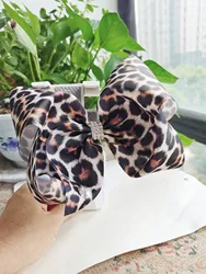 8 inch Leopard Ribbon Bows Hair Clips For Teens Children Handmade Cute Bows Hairpin Barrettes Headwear Kids Hair Accessories