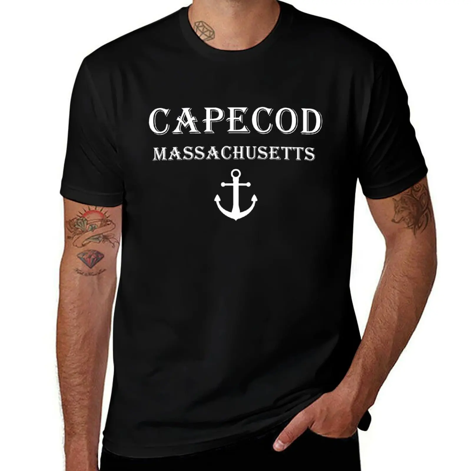 Cape Cod Massachusetts Nautical Themed with Anchor T-Shirt anime t shirts topping Funny t-shirts mens workout shirts