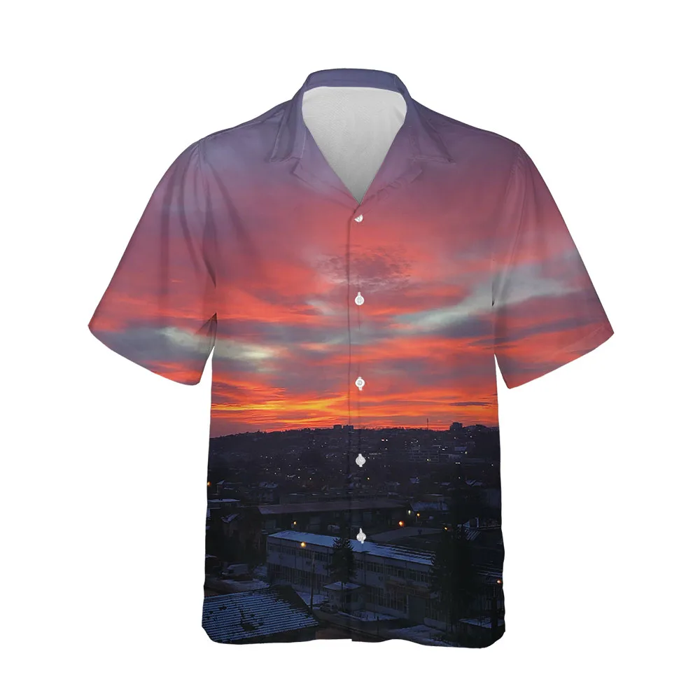 

Jumeast 2022 Hawaiian Summer 3D Printed Fashion Shirts Men's Short Sleeve Dusk View Casual Shirts Breathable Streetwear Blouses