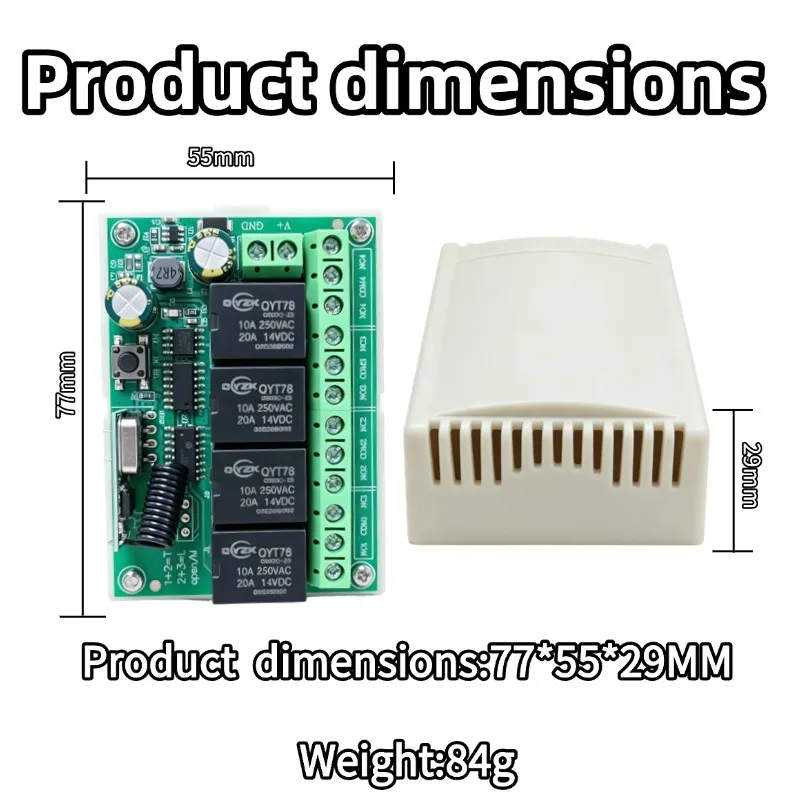 433 MHz Universal Remote Control DC 12V 4CH Wireless Relay RF Remote Control Switch Receiver+ 4 Button Transmitter DIY view 6